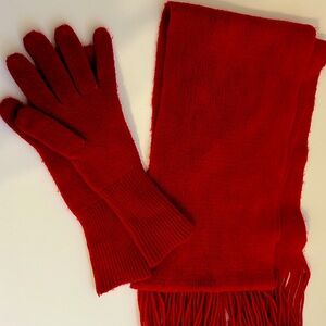 Cozy Red Scarf and Gloves